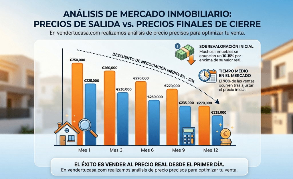 Gráfica de análisis de precios inmobiliarios reales
